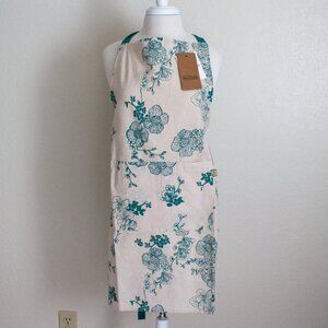 Cotton Apron NWT - Beige & Teal Raine & Humble 100% Cotton Full Apron